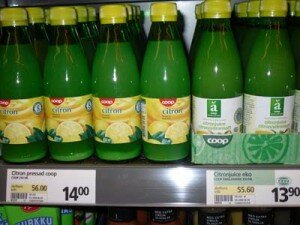 Citronjuice, ekologisk och icke ekologisk